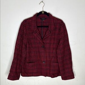 Talbots Wool Women's Red and Black Plaid Jacket Size 20